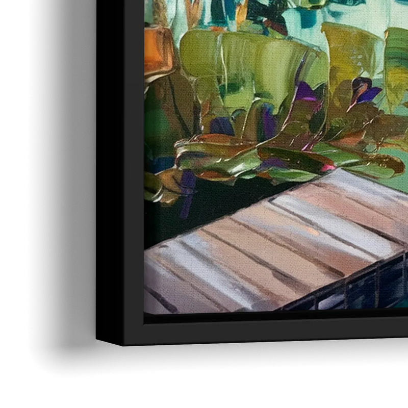 Lake Placid Mirror Lake View - Close-Up Black Frame Canvas