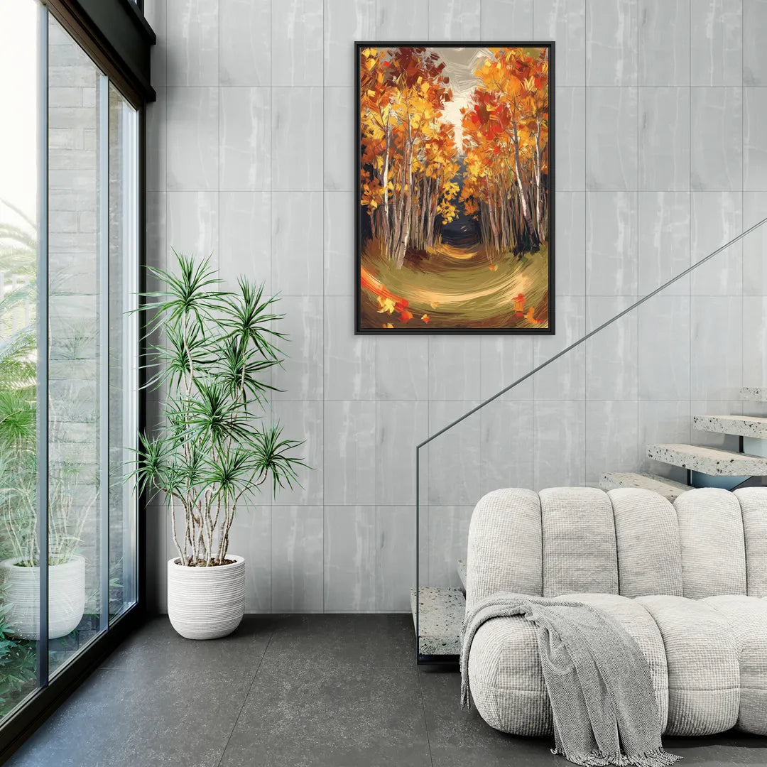 Aspen Quaking Leaves - Living Room Black Frame Canvas
