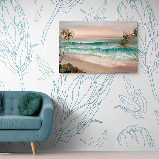 La Jolla Waves And Palms - Canvas Wall Art Living Room