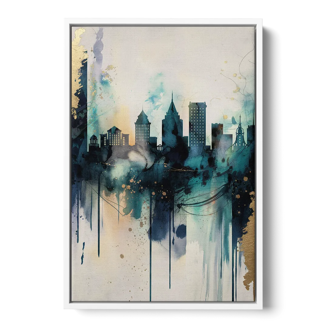 Providence Abstract Skyline - White Frame Canvas