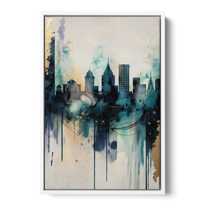 Providence Abstract Skyline - White Frame Canvas