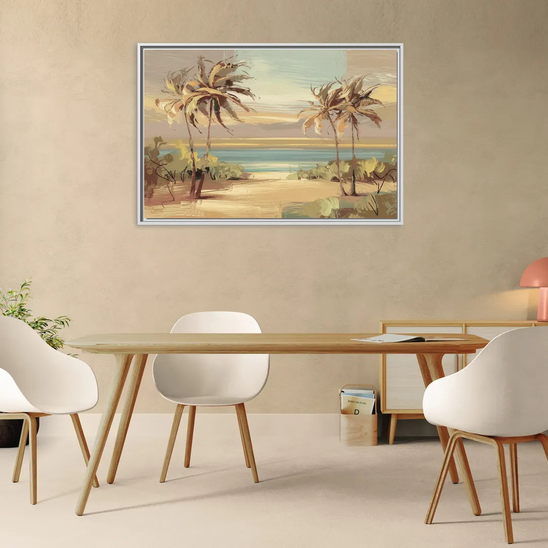 Savannah Coastal Beauty - Living Room White Frame Canvas