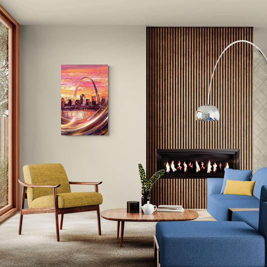 St. Louis Skyline at Sunset - Canvas Wall Art Living Room