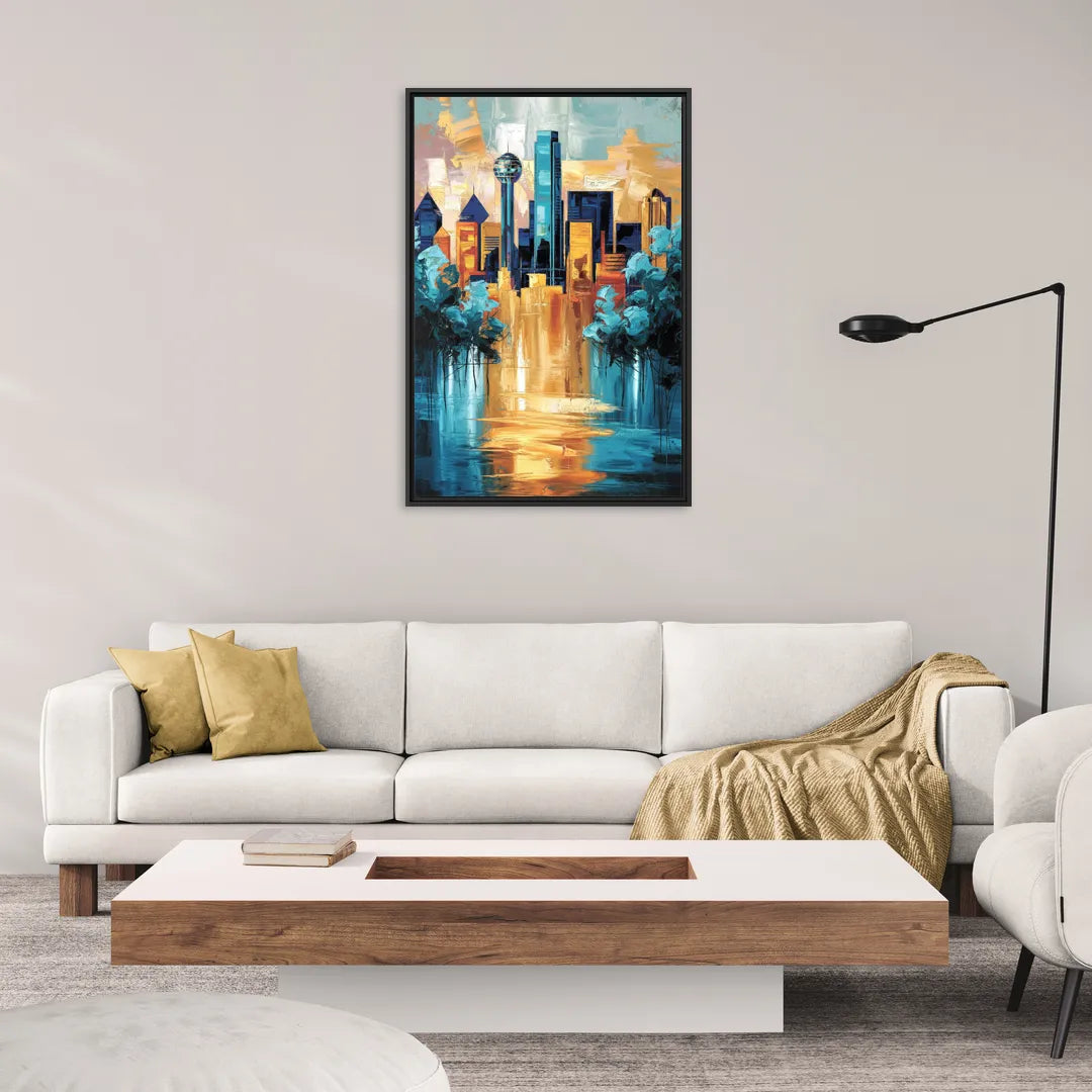 Dallas Historic Landmarks - Living Room Black Frame Canvas