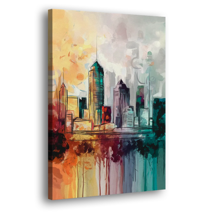 Indianapolis Downtown Skyline - Canvas Print Art Sides