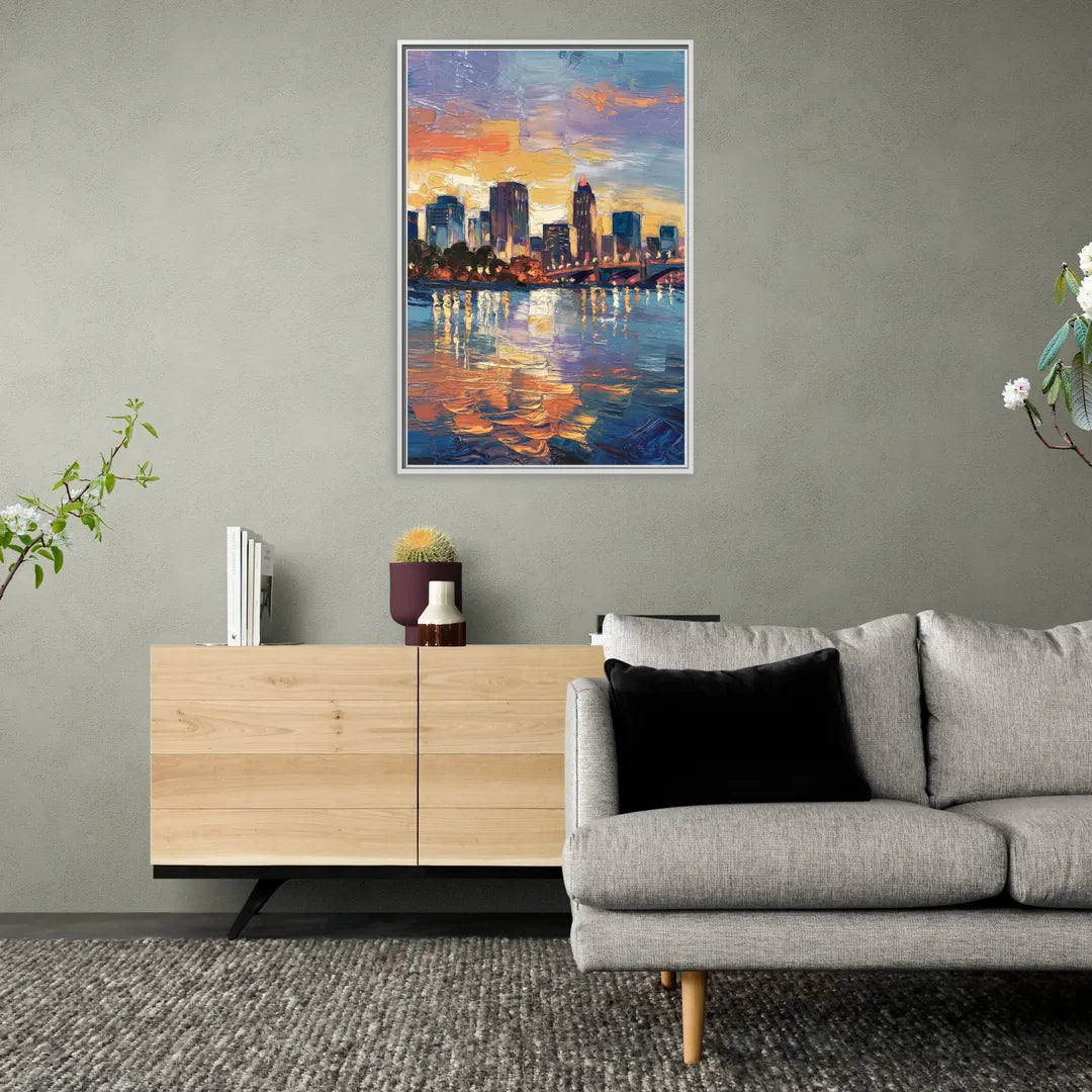 Baton Rouge Riverfront Beauty - Living Room White Frame Canvas