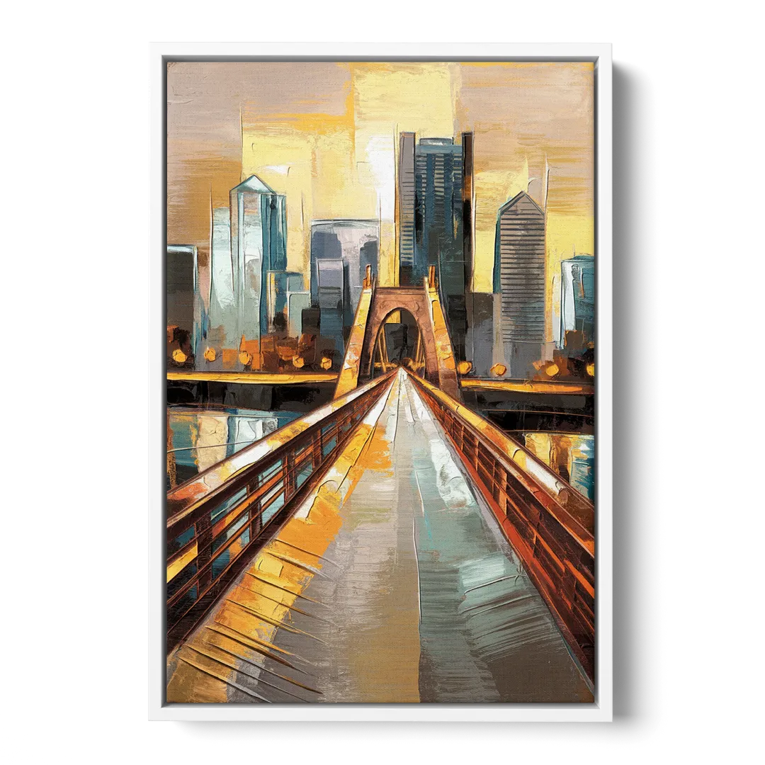 Pittsburgh City of Bridges - White Frame Canvas