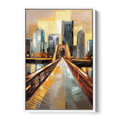 Pittsburgh City of Bridges - White Frame Canvas