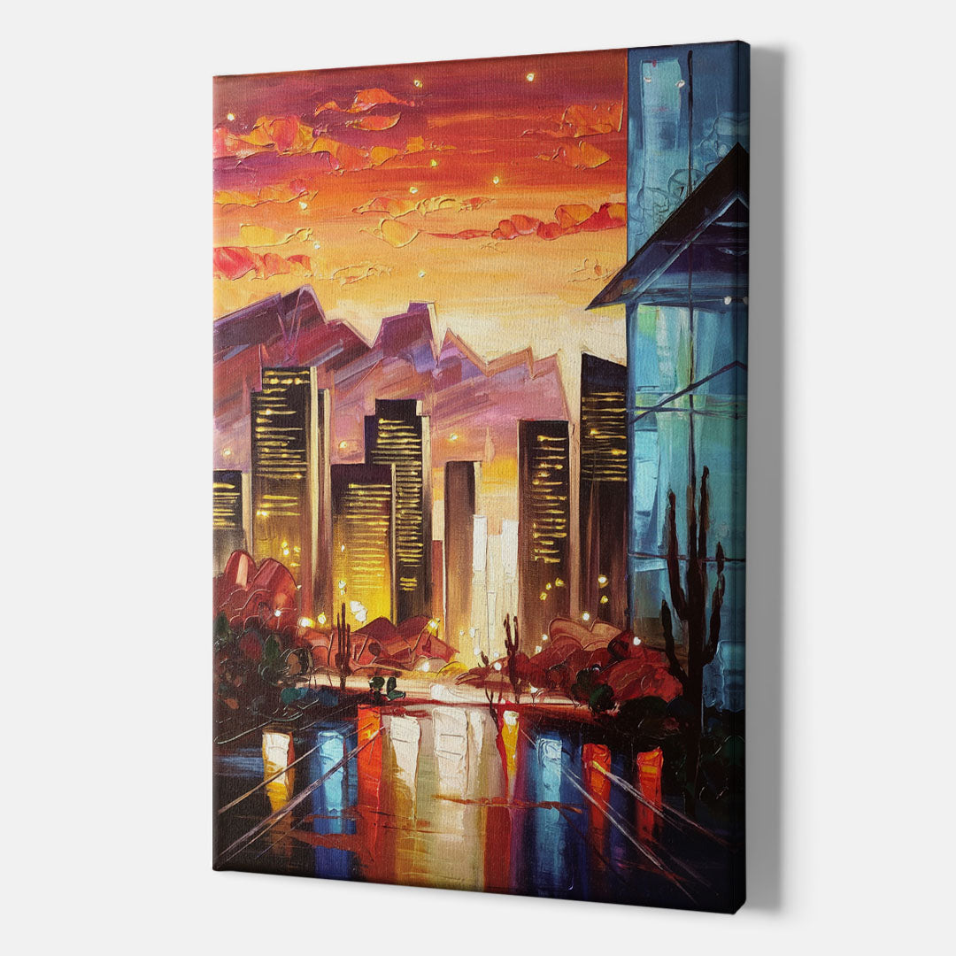Phoenix Sunsets Over the City - Canvas Wall Art Indoor