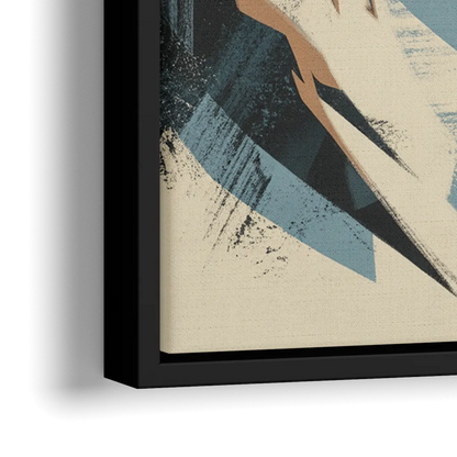 Grouse Mountain Snow View - Close-Up Black Frame Canvas