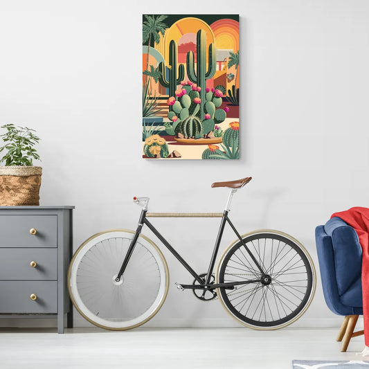 Palm Springs Colorful Cactus - Canvas Wall Art Living Room