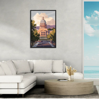 Boise Capitol Building View - Living Room Black Frame Canvas