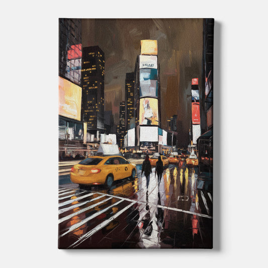 New York City Times Square in Motion Night - Canvas Wall Art