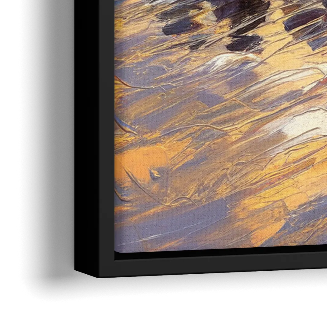 Cincinnati Skyline at Sunset - Close-Up Black Frame Canvas