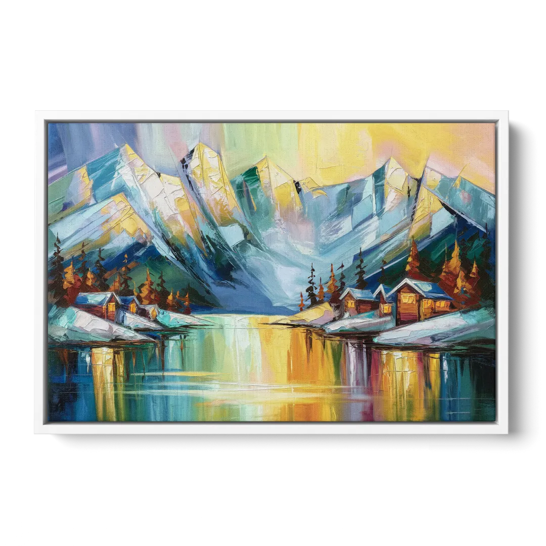 Anchorage Mountain Views - White Frame Canvas