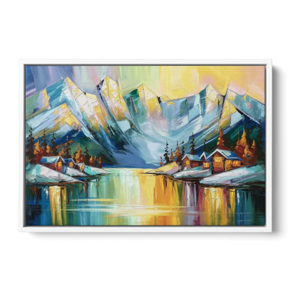 Anchorage Mountain Views - White Frame Canvas