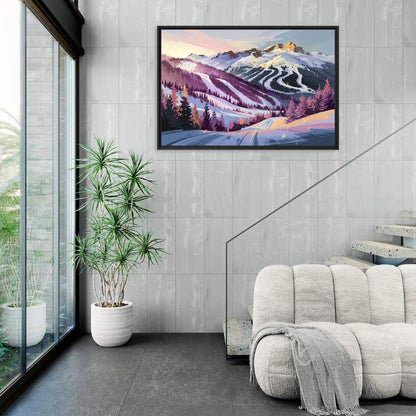 Breckenridge Snowy Peaks - Living Room Black Frame Canvas