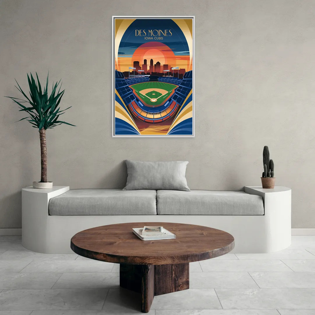 Des Moines Iowa Cubs Stadium - Living Room White Frame Canvas