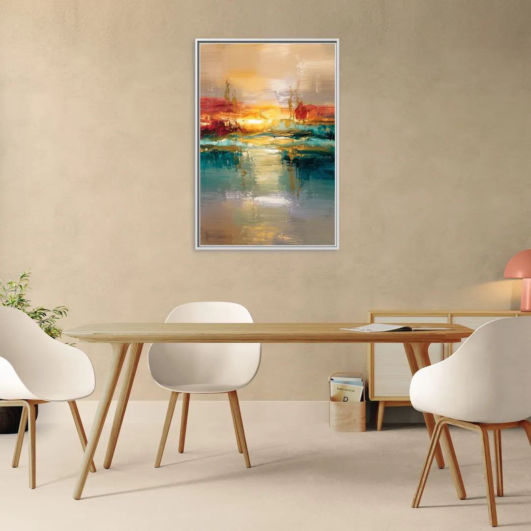 Ashland Sunset Horizon - Living Room White Frame Canvas