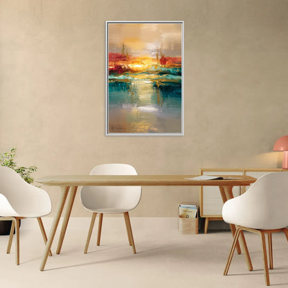 Ashland Sunset Horizon - Living Room White Frame Canvas