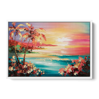 Fort Lauderdale Coastal Sunset - White Frame Canvas