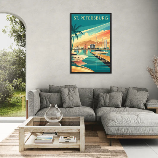 St. Petersburg Gulf Coast Views - Living Room Black Frame Canvas