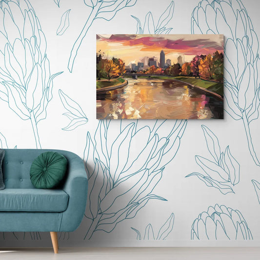 Toledo Maumee River Sunset - Canvas Wall Art Living Room