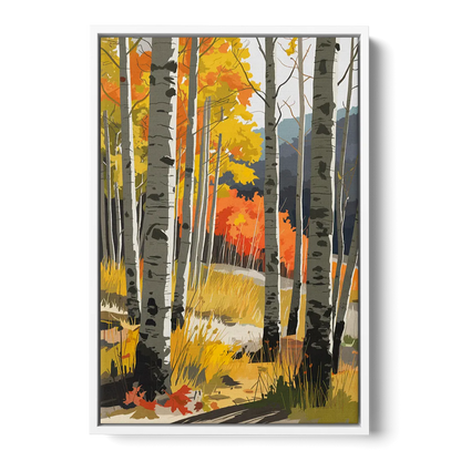 Aspen Vibrant Fall Colors - White Frame Canvas