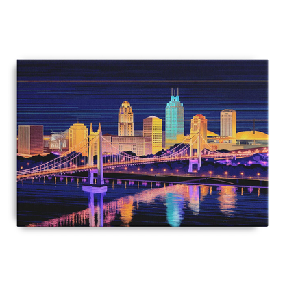 Cincinnati Nighttime Skyline - Canvas Wall Art