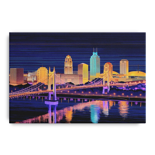 Cincinnati Nighttime Skyline - Canvas Wall Art