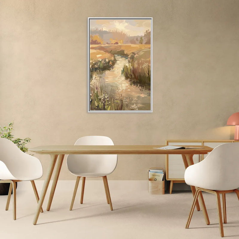 Springfield Scenic River View - Living Room White Frame Canvas