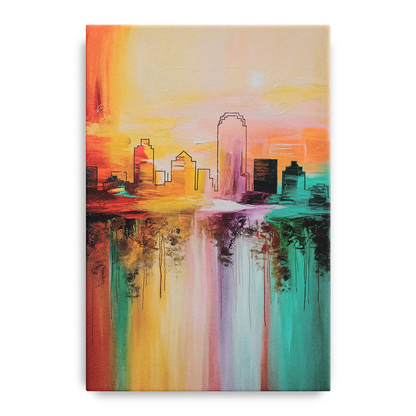 Tulsa Skyline Sunset - Canvas Wall Art