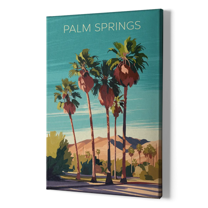 Palm Springs Palm Trees and Sky - Canvas Print Art Sides