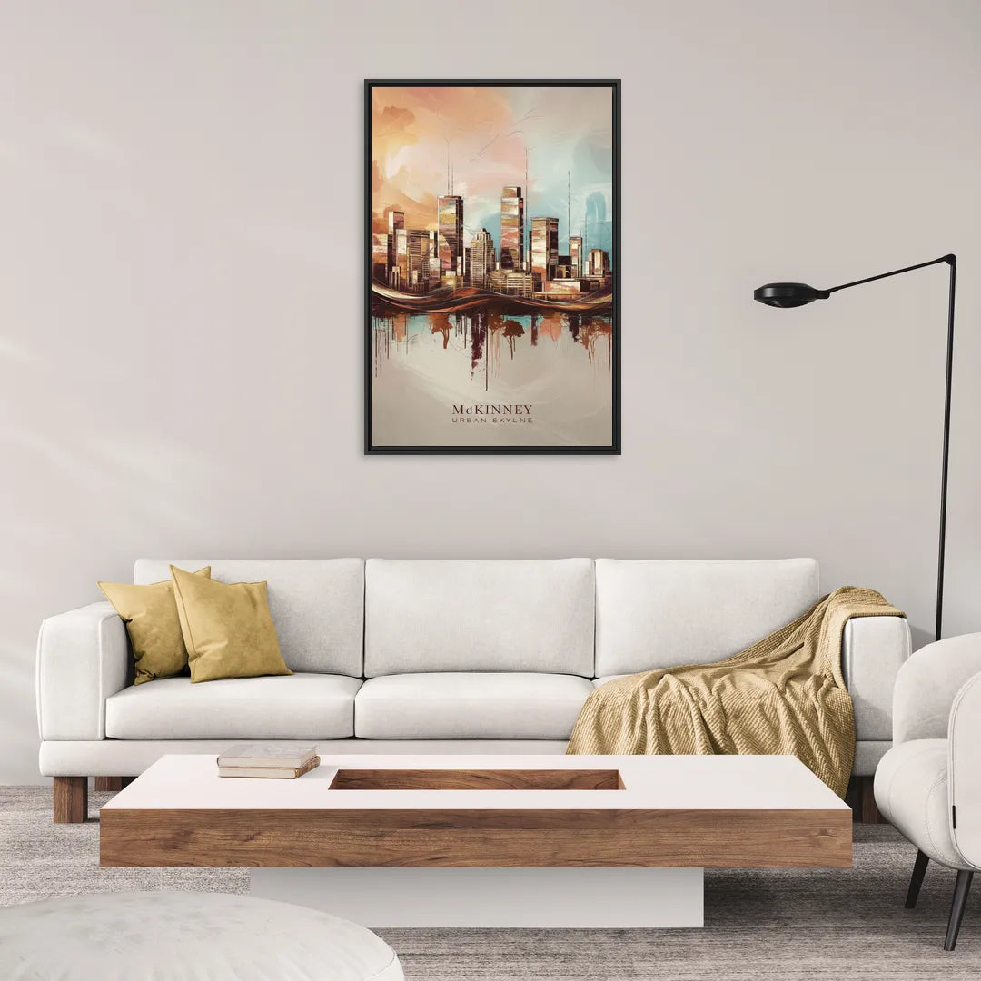 McKinney Urban Skyline - Living Room Black Frame Canvas