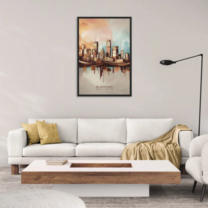 McKinney Urban Skyline - Living Room Black Frame Canvas