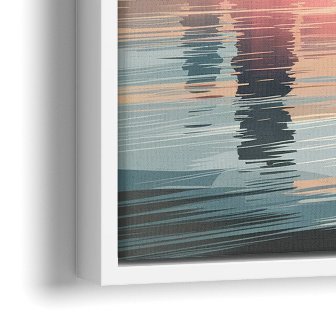 Chicago Skyline from Lake Michigan - Close-Up White Frame Canvas