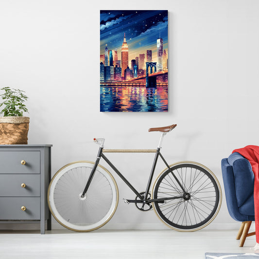 New York City Night Lights - Canvas Wall Art Living Room