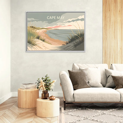 Cape May Ocean Breeze - Living Room White Frame Canvas