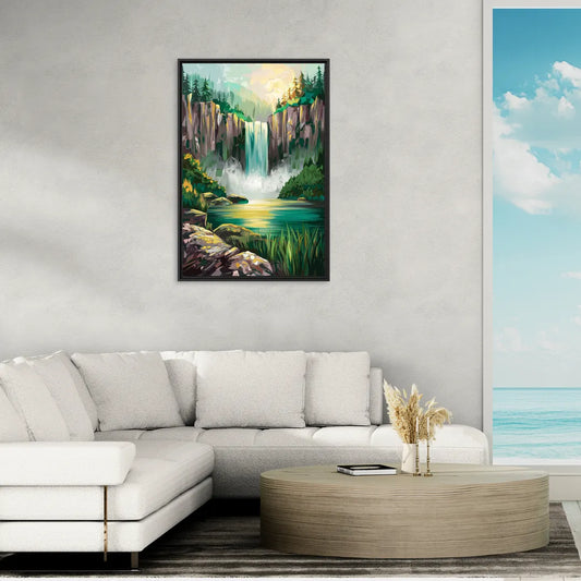 Spokane Waterfalls Scene - Living Room Black Frame Canvas