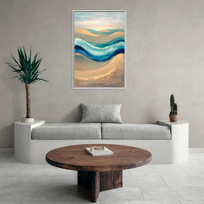 Cape May Waves and Dunes - Living Room White Frame Canvas