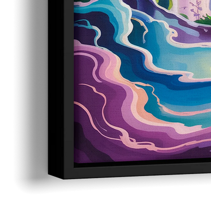 Niagara Falls Summer View - Close-Up Black Frame Canvas