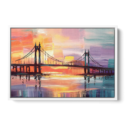 Chesapeake Bridge Silhouette - White Frame Canvas