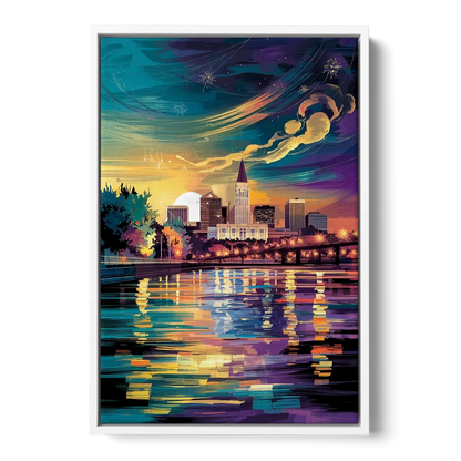 New Orleans Cityscape Reflections - White Frame Canvas