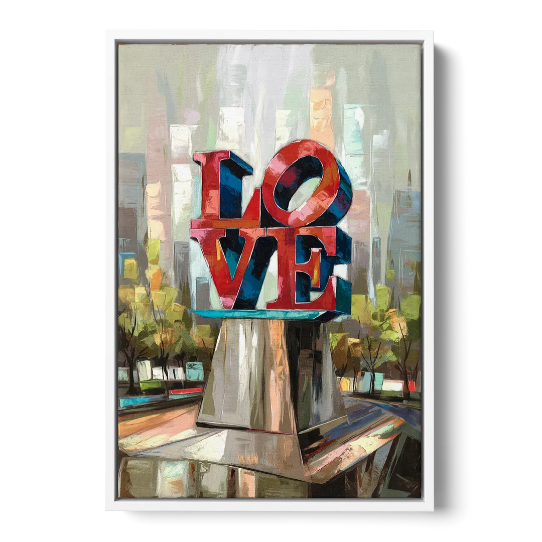 Philadelphia Love Sculpture - White Frame Canvas