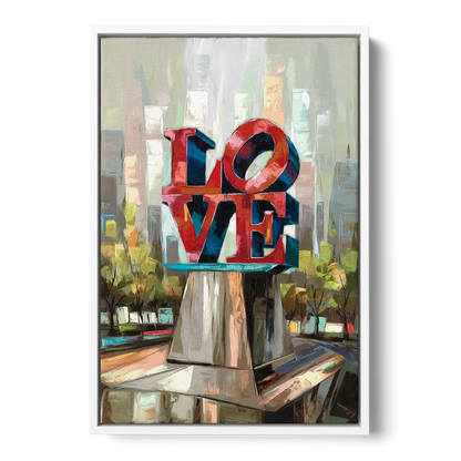 Philadelphia Love Sculpture - White Frame Canvas