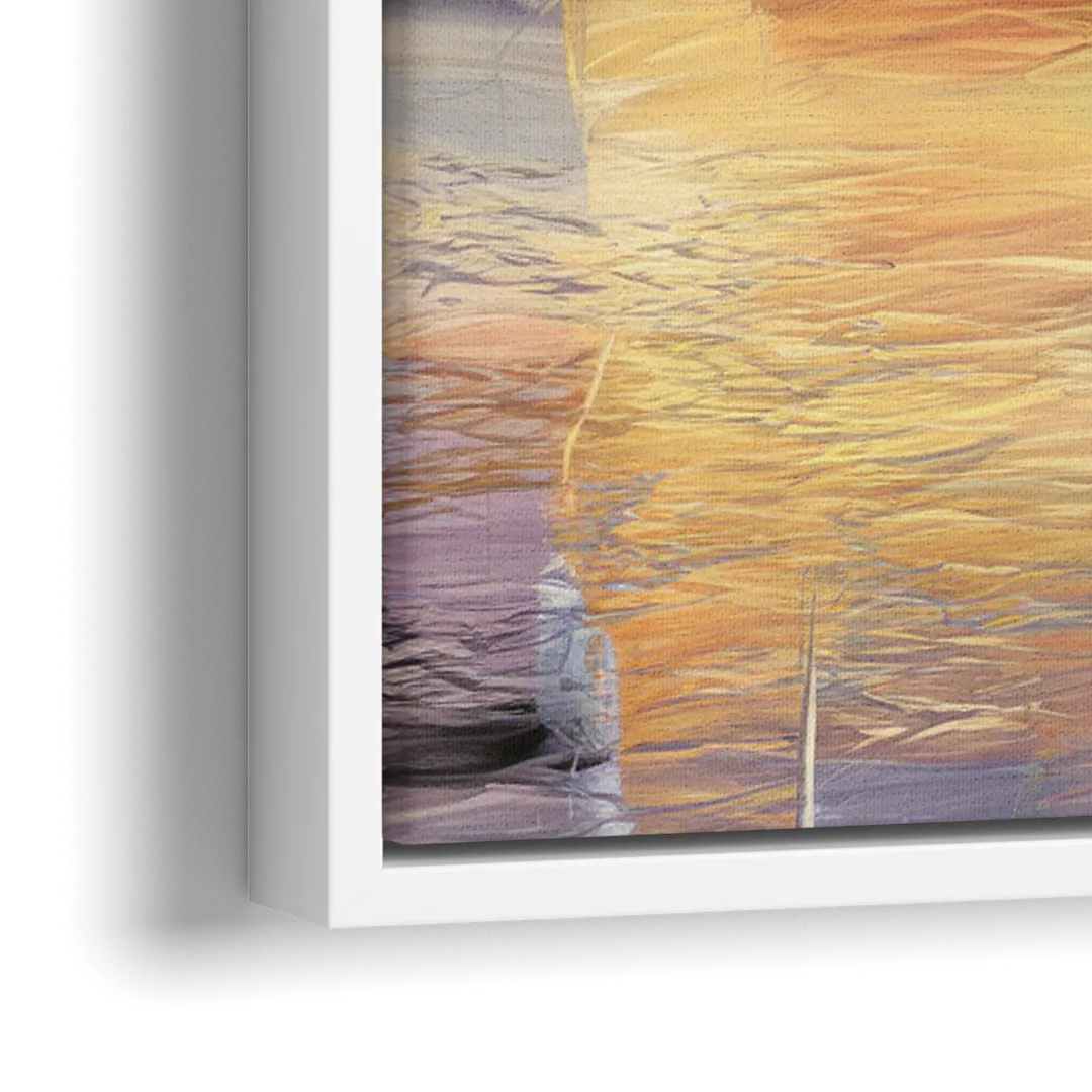 Tampa Riverwalk Sunrise - Close-Up White Frame Canvas