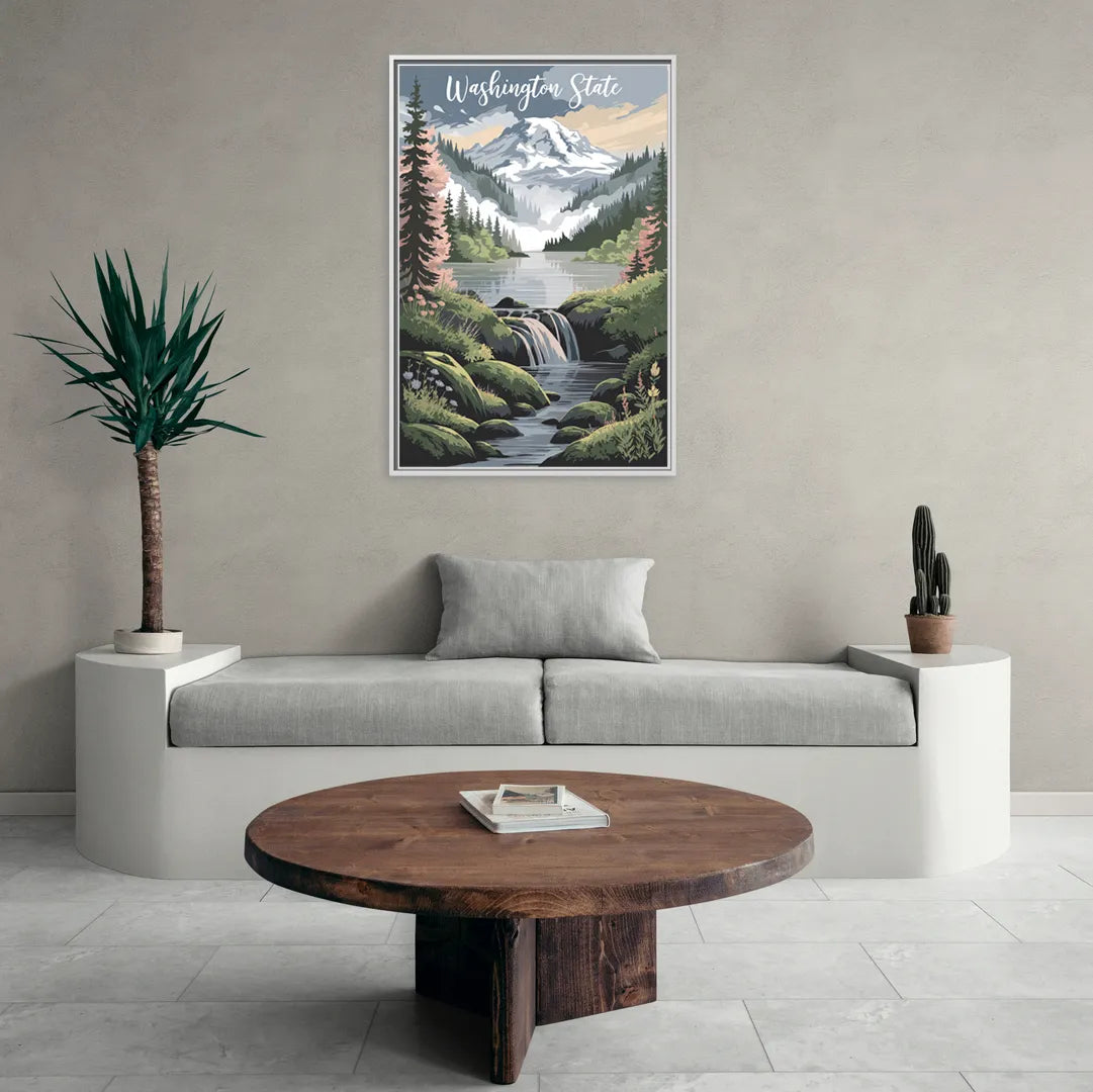 Washington State Nature Scenes - Living Room White Frame Canvas