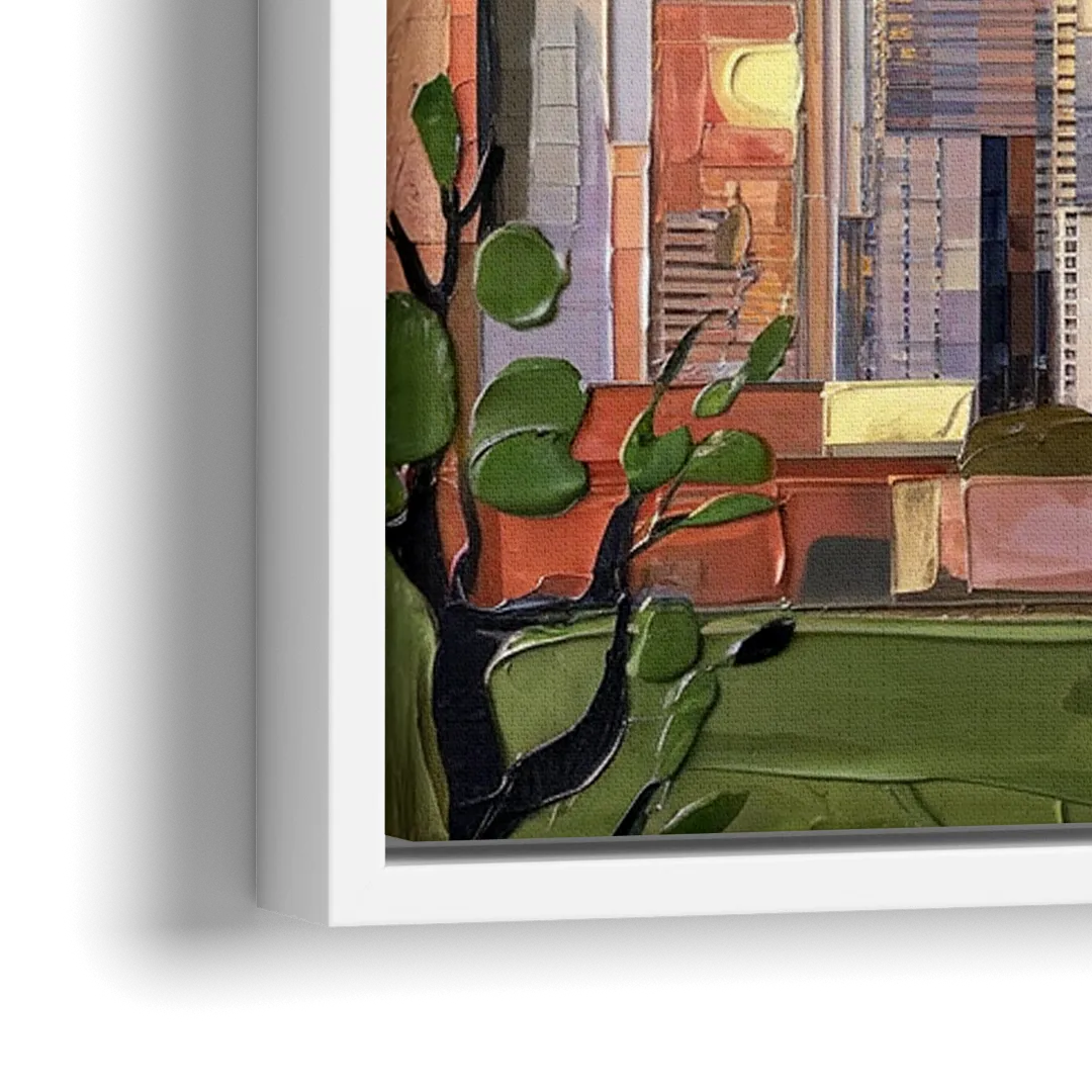 Seattle Downtown Skyline - Close-Up White Frame Canvas