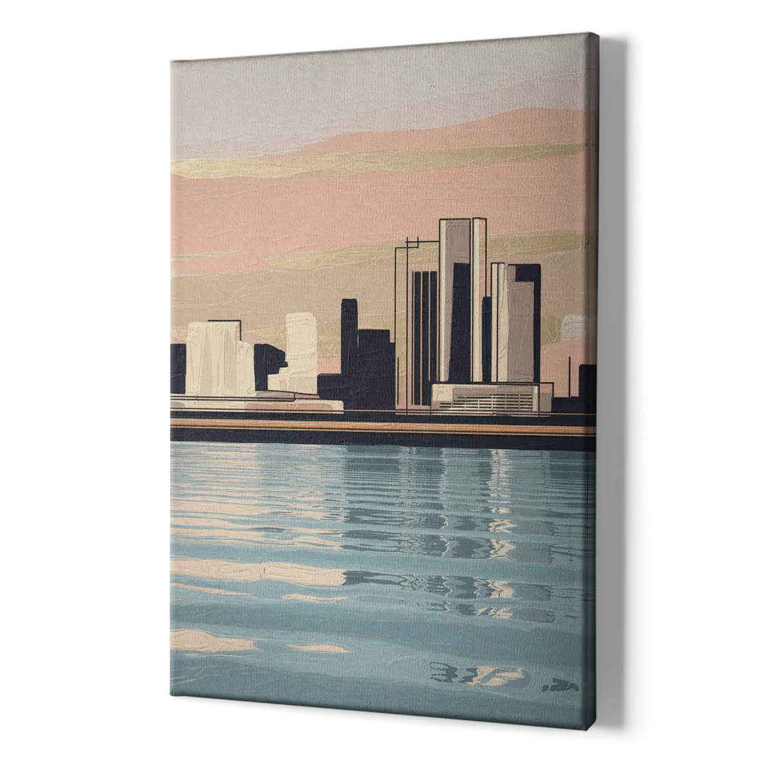 Detroit Riverwalk Serenity - Canvas Print Art Sides