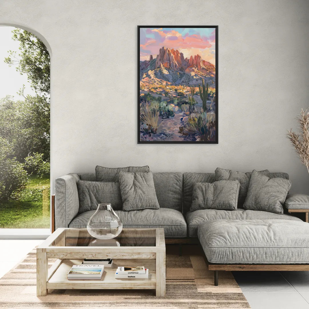 Albuquerque Sandia Mountains - Living Room Black Frame Canvas